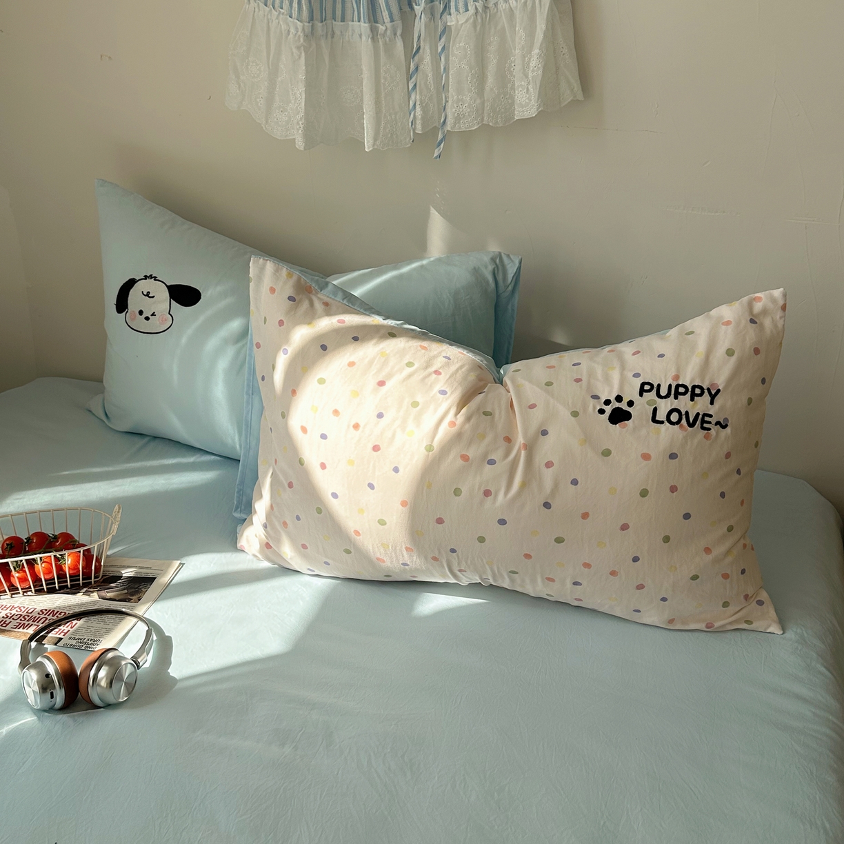 91家纺网 家纺一手货源 找家纺 顾里家纺 2026新款云感皱皱纱卡通贴布绣四件套（会员-3元） 欢乐狗