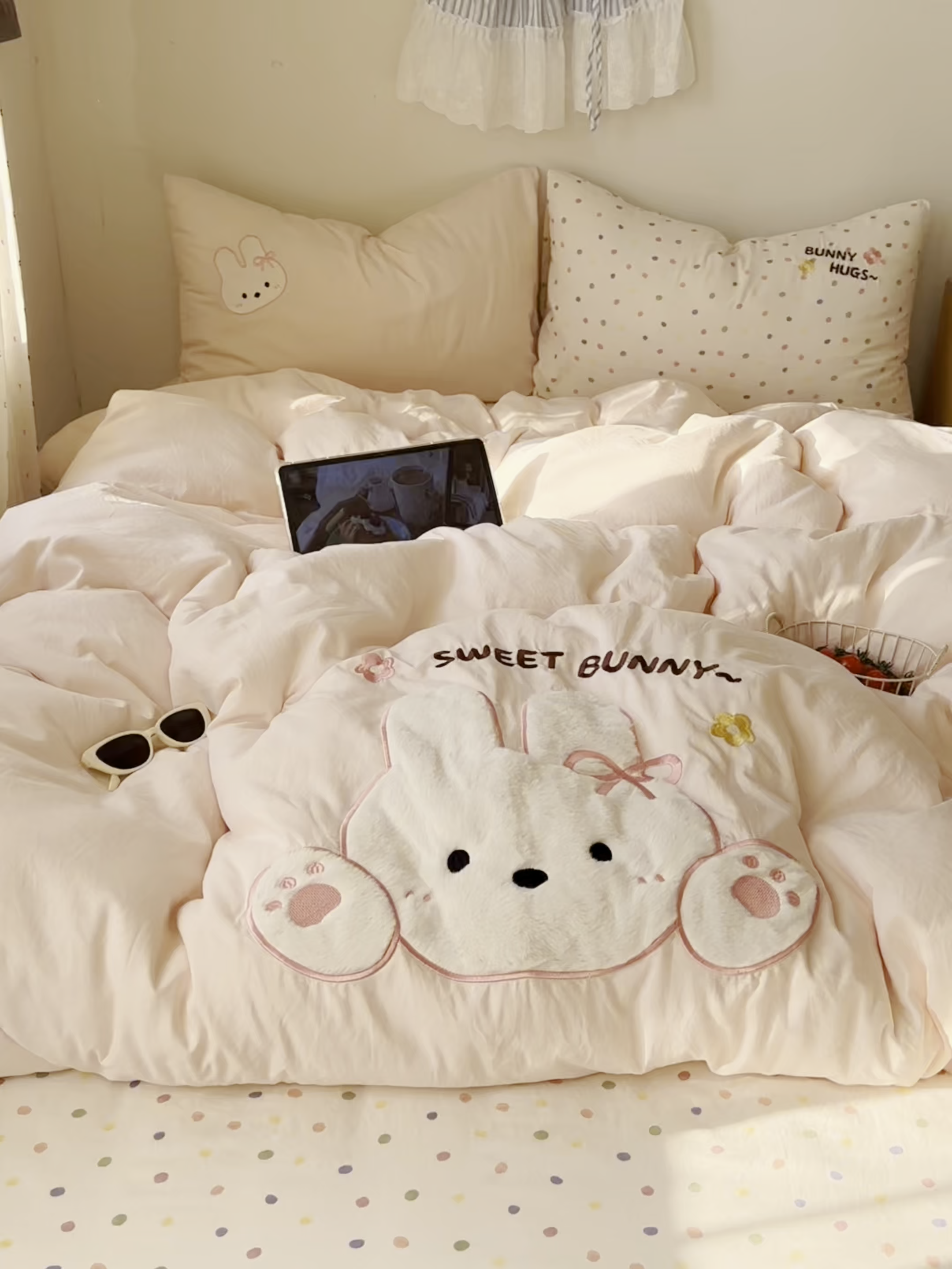 91家纺网 家纺一手货源 找家纺 （总）顾里家纺 2026新款云感皱皱纱卡通贴布绣四件套（会员-3元）