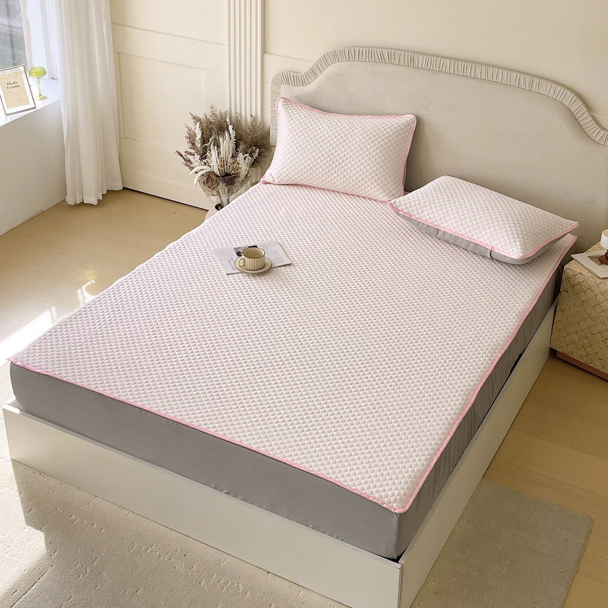 91家纺网 家纺一手货源 找家纺 （总）莱米家纺 2026新款简约纯色凉豆豆软席床笠款凉席