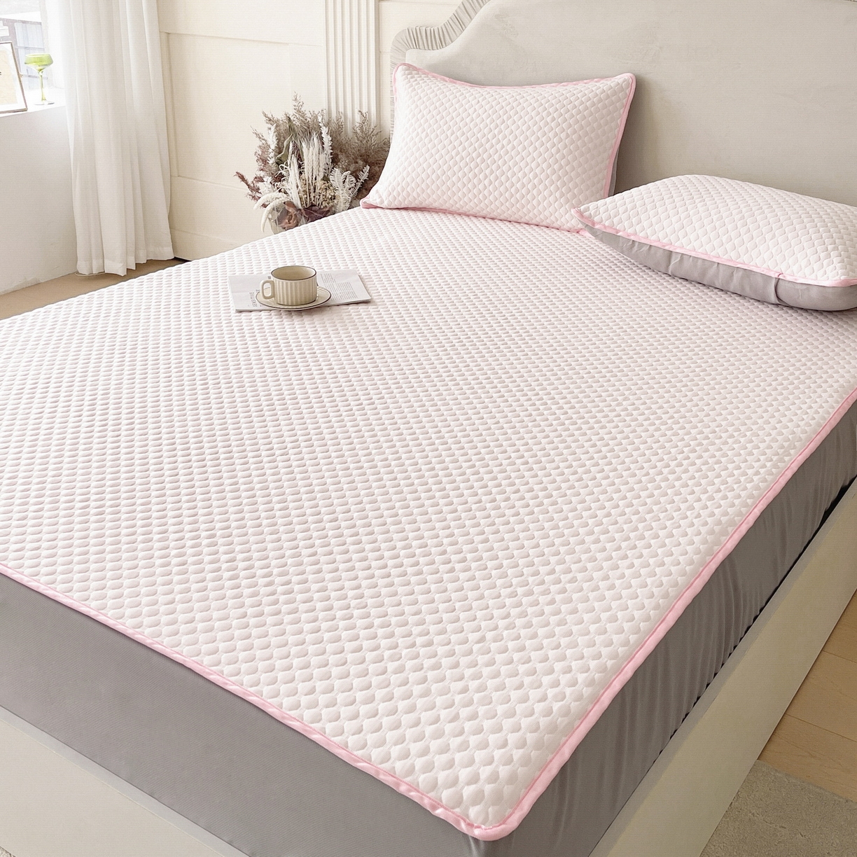 91家纺网 家纺一手货源 找家纺 （总）莱米家纺 2026新款简约纯色凉豆豆软席床笠款凉席