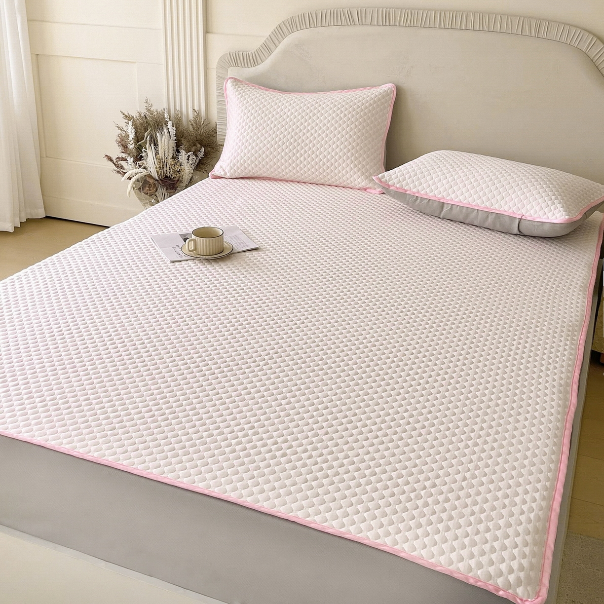 91家纺网 家纺一手货源 找家纺 （总）莱米家纺 2026新款简约纯色凉豆豆软席床笠款凉席