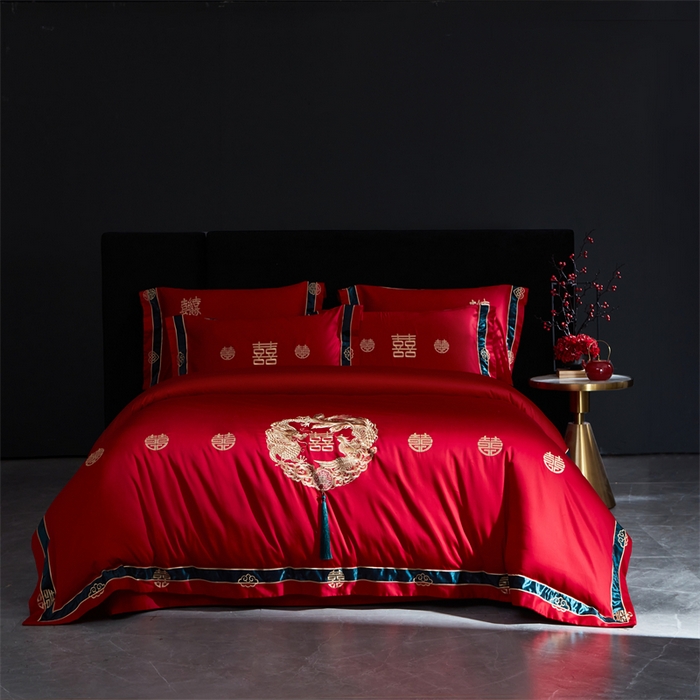 91家纺网 家纺一手货源 找家纺 （总）甜咪咪婚庆 2026新款长绒棉全棉绣花结婚婚庆四件套多件套床单床盖款