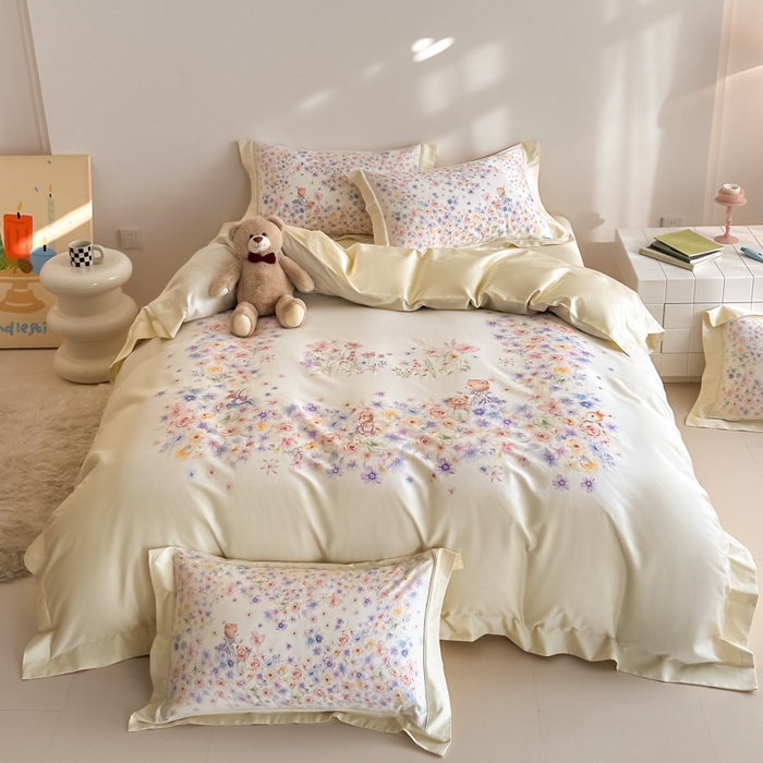 91家纺网 家纺一手货源 找家纺 （总）U品汇 2026新品纯棉全棉平网大版数码印花四件套高端60支长绒棉贡缎埋绳宽边系列