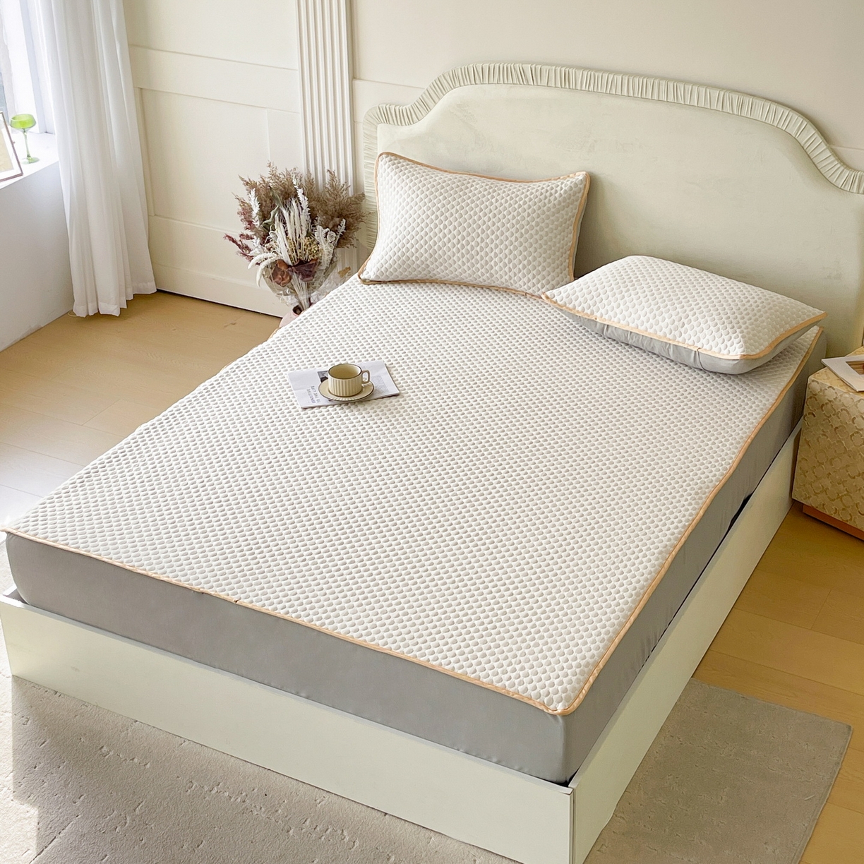 莱米家纺 2026新款简约纯色凉豆豆软席床笠款凉席 豆豆奶油黄