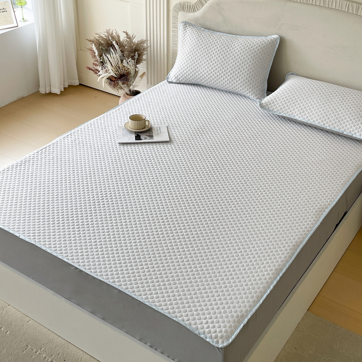 莱米家纺 2026新款简约纯色凉豆豆软席床笠款凉席 豆豆微微兰