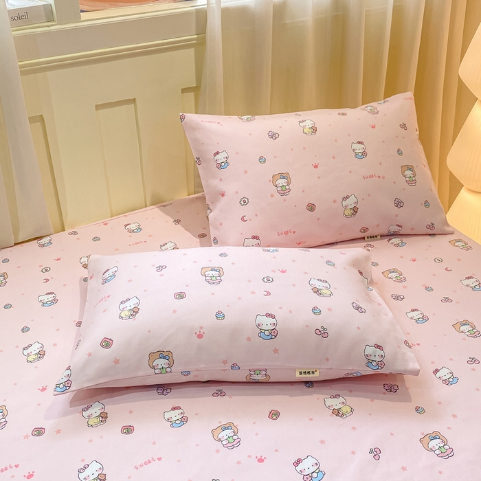 91家纺网 家纺一手货源 找家纺 优品惠 2026新款老粗布床笠凉席席子空调软席单品床垫保护套三件套 kt粉