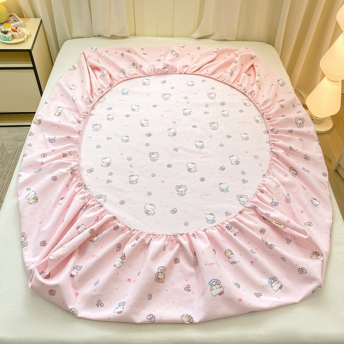 91家纺网 家纺一手货源 找家纺 优品惠 2026新款老粗布床笠凉席席子空调软席单品床垫保护套三件套 kt粉