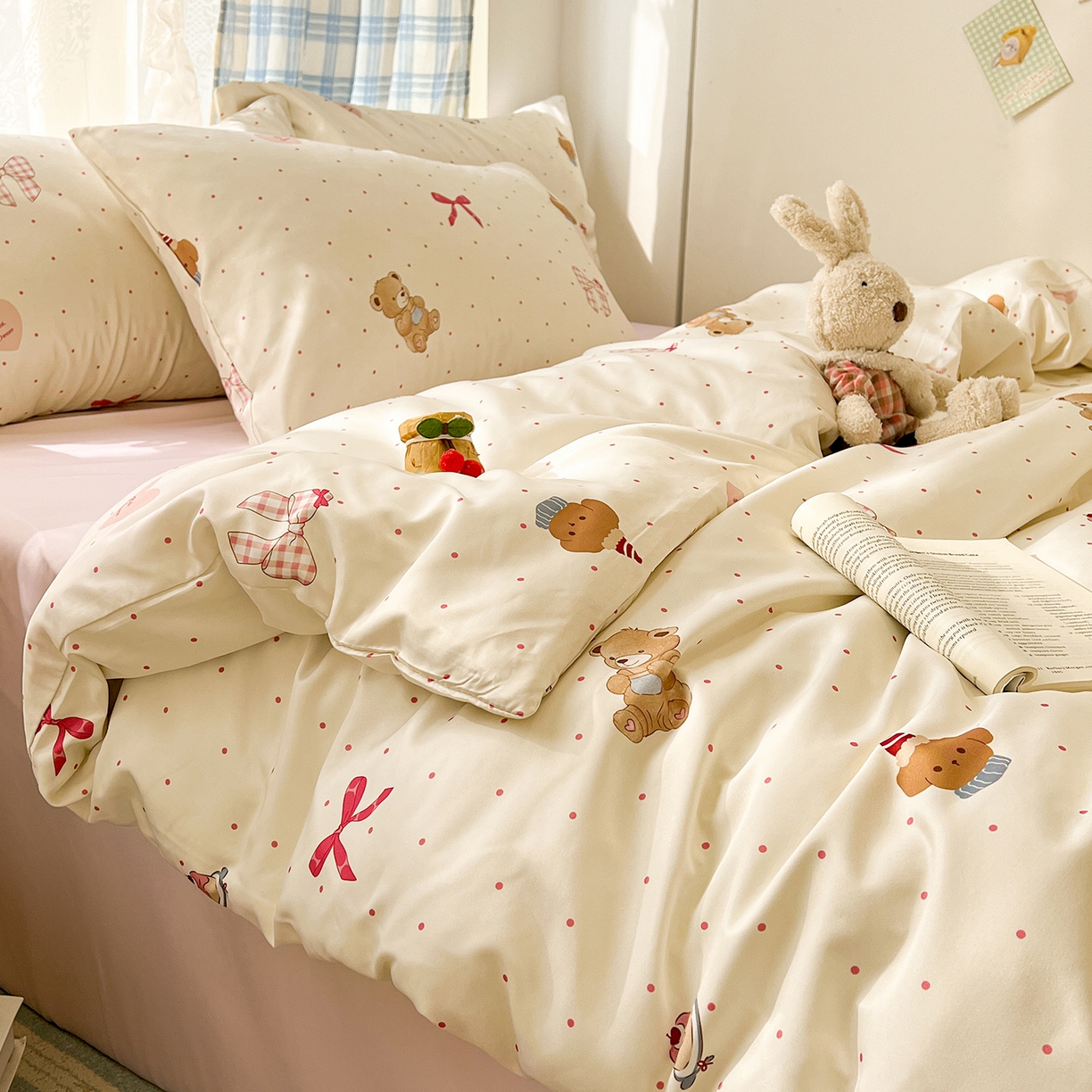 91家纺网 家纺一手货源 找家纺 （总）老K (原美阁） 2025新款夏季冰丝四件套韩版公主风水洗真丝被套四件套