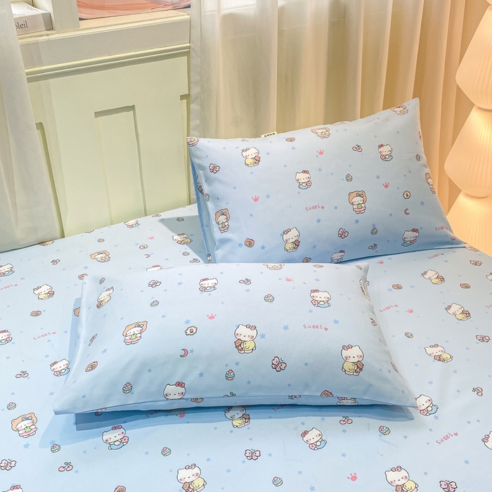 91家纺网 家纺一手货源 找家纺 优品惠 2026新款老粗布床笠凉席席子空调软席单品床垫保护套三件套 kt蓝