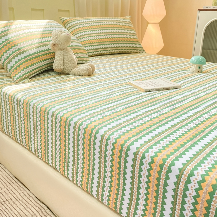 91家纺网 家纺一手货源 找家纺 优品惠 2026新款老粗布床笠凉席席子空调软席单品床垫保护套三件套 波西米亚