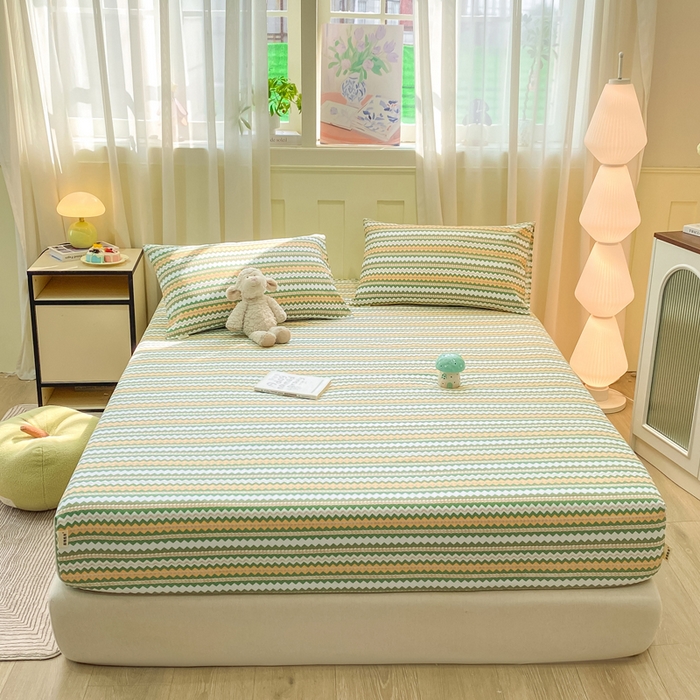 91家纺网 家纺一手货源 找家纺 优品惠 2026新款老粗布床笠凉席席子空调软席单品床垫保护套三件套 波西米亚