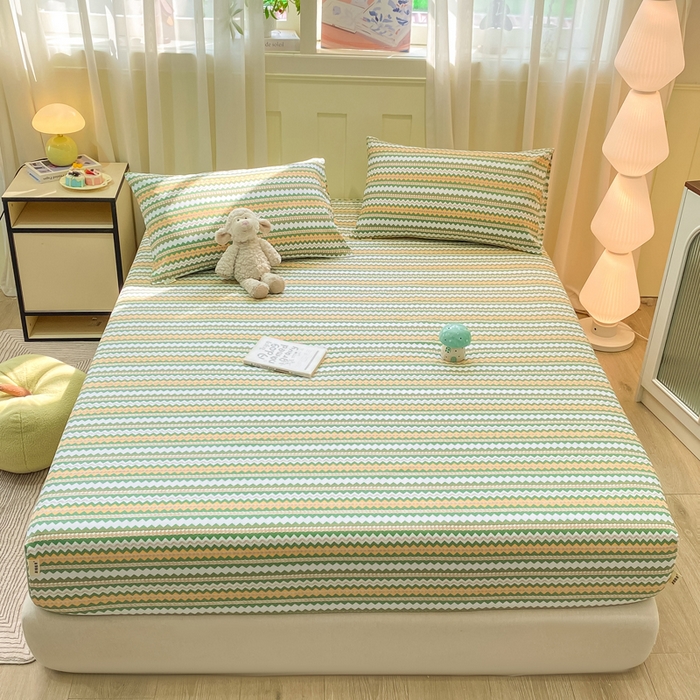 91家纺网 家纺一手货源 找家纺 优品惠 2026新款老粗布床笠凉席席子空调软席单品床垫保护套三件套 波西米亚