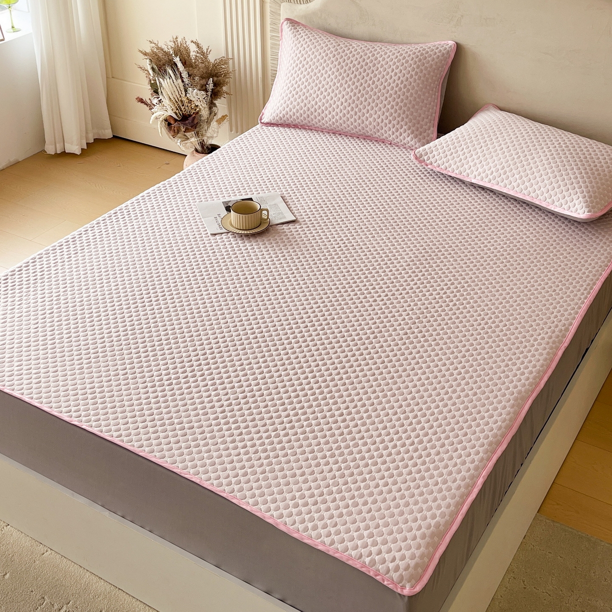 莱米家纺 2026新款简约纯色凉豆豆软席床笠款凉席 豆豆香芋紫