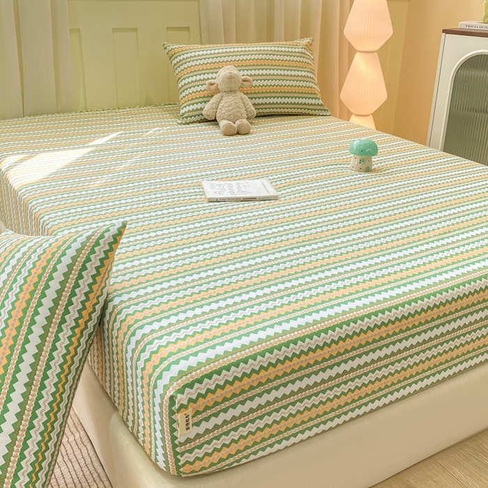 91家纺网 家纺一手货源 找家纺 优品惠 2026新款老粗布床笠凉席席子空调软席单品床垫保护套三件套 波西米亚