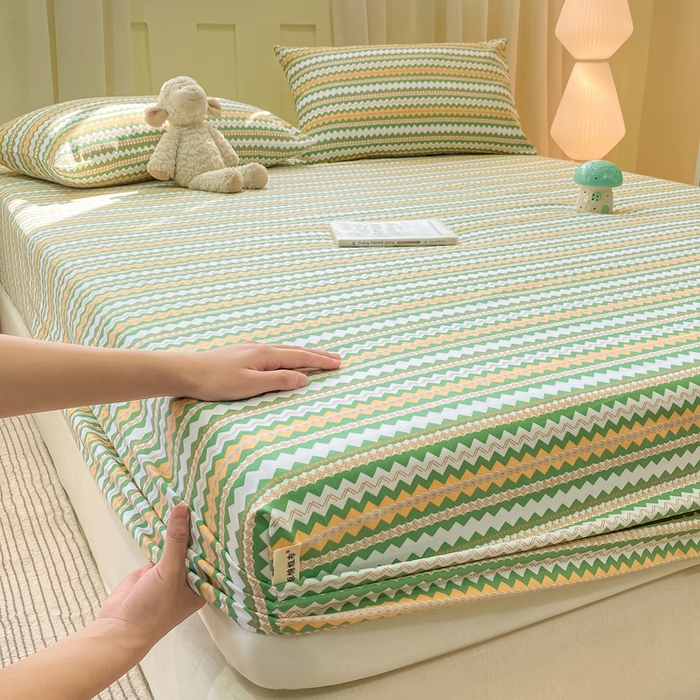 91家纺网 家纺一手货源 找家纺 优品惠 2026新款老粗布床笠凉席席子空调软席单品床垫保护套三件套 波西米亚