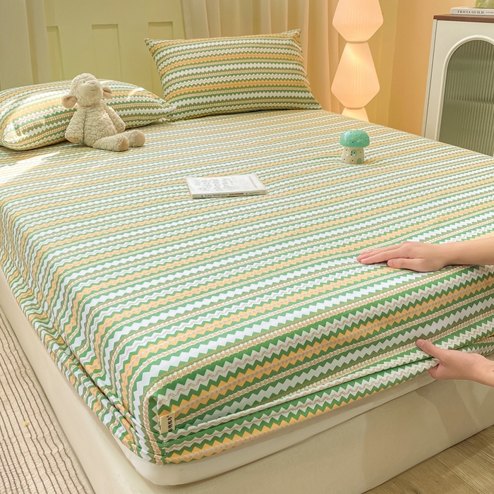 91家纺网 家纺一手货源 找家纺 优品惠 2026新款老粗布床笠凉席席子空调软席单品床垫保护套三件套 波西米亚