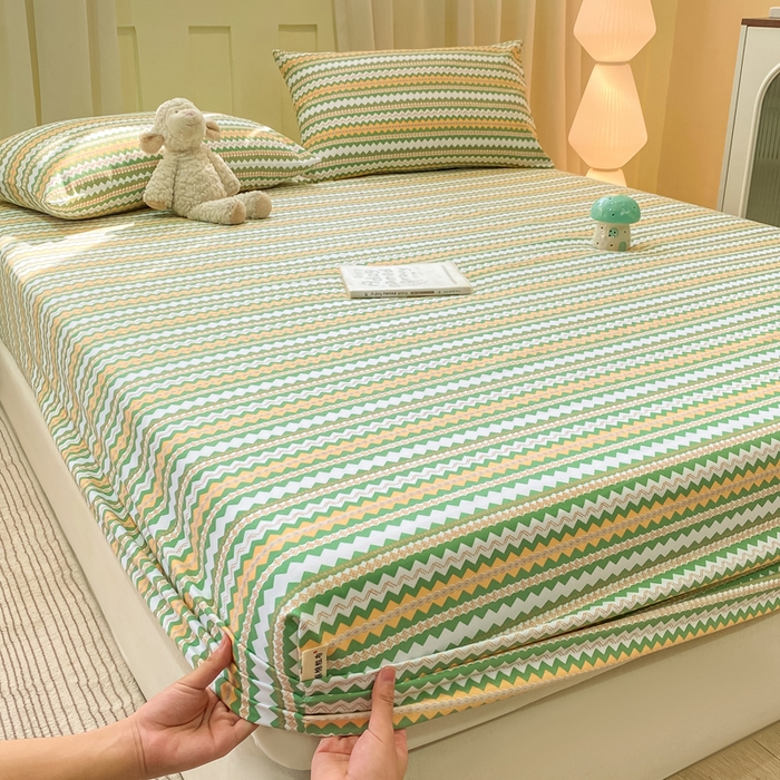 91家纺网 家纺一手货源 找家纺 优品惠 2026新款老粗布床笠凉席席子空调软席单品床垫保护套三件套 波西米亚