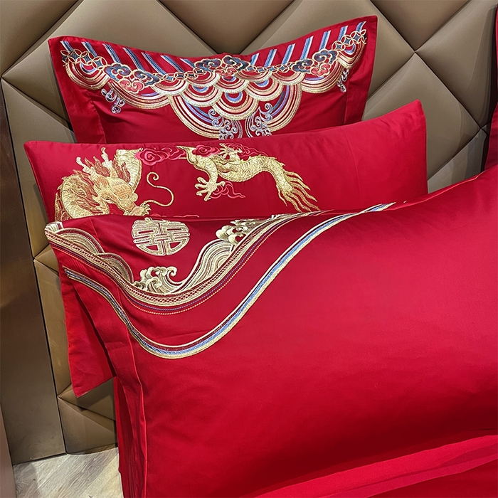 91家纺网 家纺一手货源 找家纺 甜咪咪婚庆 2026新款长绒棉全棉绣花结婚婚庆四件套多件套床单床盖款 盛世爱恋