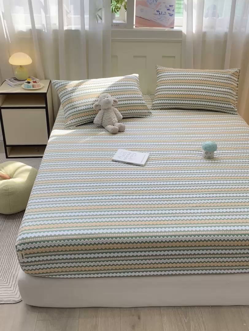 91家纺网 家纺一手货源 找家纺 优品惠 2026新款老粗布床笠凉席席子空调软席单品床垫保护套三件套 波西米亚