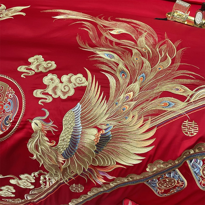 91家纺网 家纺一手货源 找家纺 甜咪咪婚庆 2026新款长绒棉全棉绣花结婚婚庆四件套多件套床单床盖款 盛世爱恋