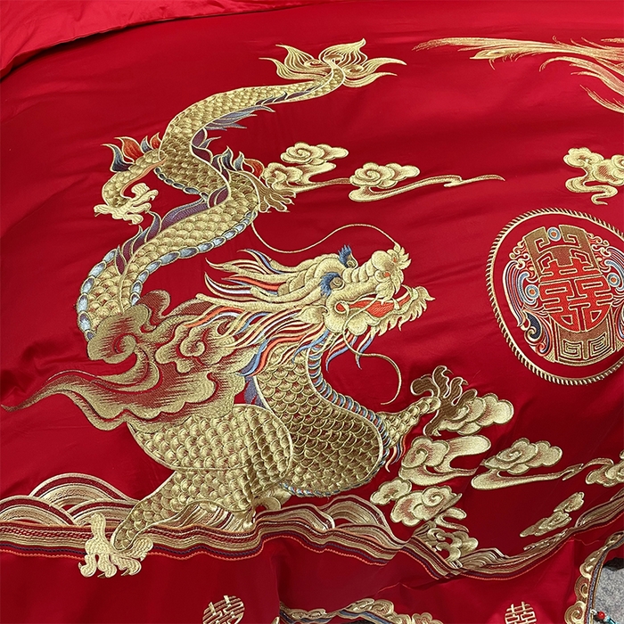 91家纺网 家纺一手货源 找家纺 甜咪咪婚庆 2026新款长绒棉全棉绣花结婚婚庆四件套多件套床单床盖款 盛世爱恋