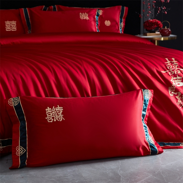 91家纺网 家纺一手货源 找家纺 甜咪咪婚庆 2026新款长绒棉全棉绣花结婚婚庆四件套多件套床单床盖款 爱多多