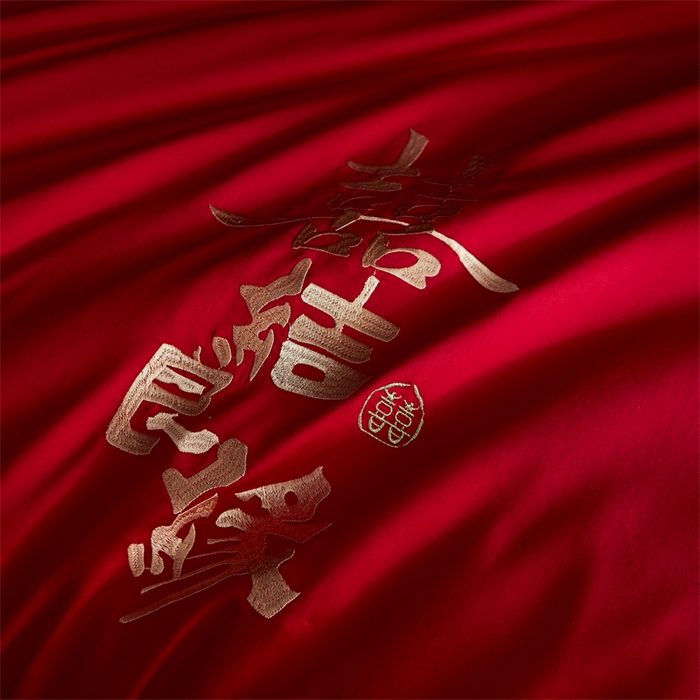 91家纺网 家纺一手货源 找家纺 甜咪咪婚庆 2026新款长绒棉全棉绣花结婚婚庆四件套多件套床单床盖款 爱多多