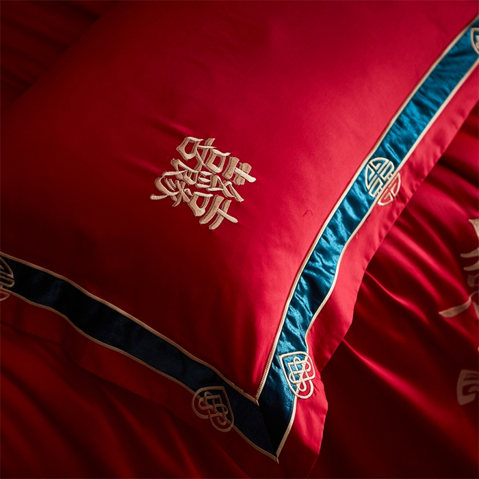 91家纺网 家纺一手货源 找家纺 甜咪咪婚庆 2026新款长绒棉全棉绣花结婚婚庆四件套多件套床单床盖款 爱多多