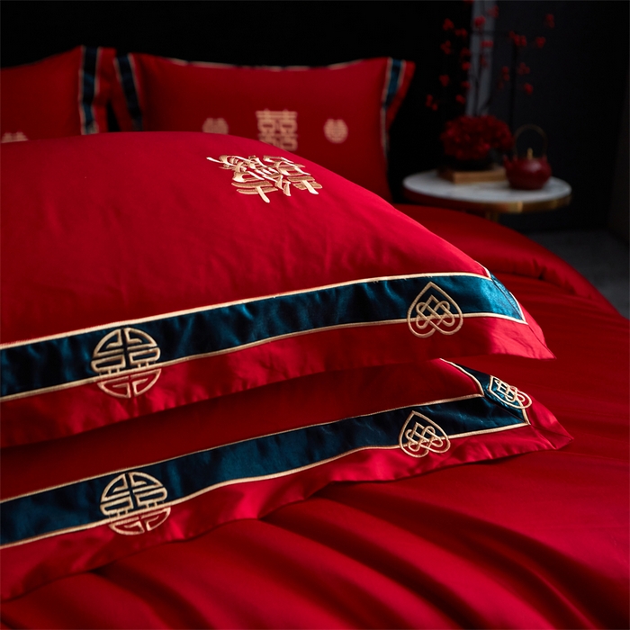 91家纺网 家纺一手货源 找家纺 甜咪咪婚庆 2026新款长绒棉全棉绣花结婚婚庆四件套多件套床单床盖款 爱多多