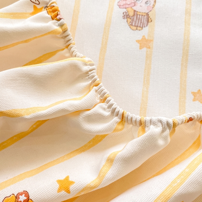 91家纺网 家纺一手货源 找家纺 优品惠 2026新款老粗布床笠凉席席子空调软席单品床垫保护套三件套 可爱星星人