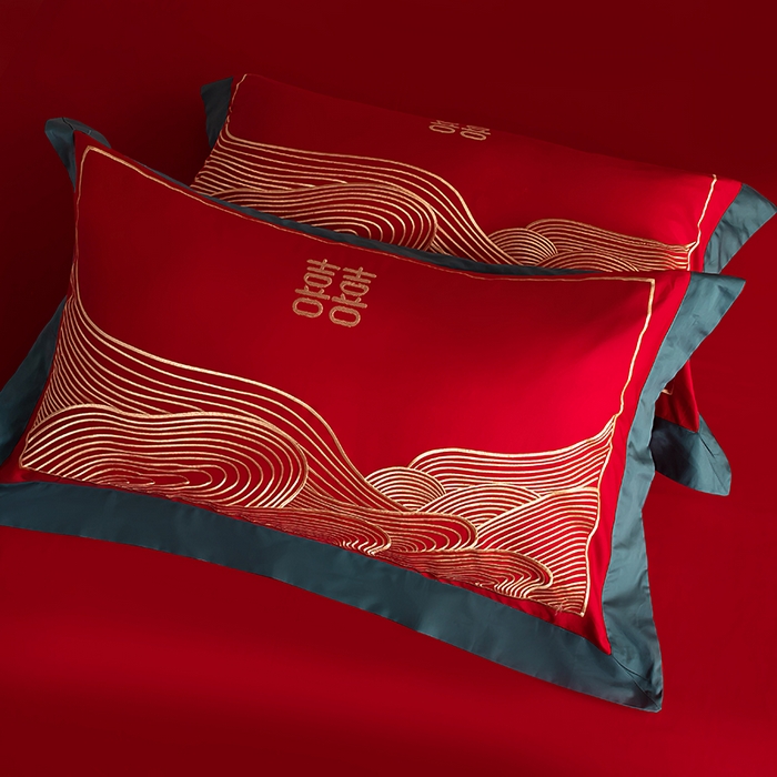 91家纺网 家纺一手货源 找家纺 甜咪咪婚庆 2026新款长绒棉全棉绣花结婚婚庆四件套多件套床单床盖款 海誓