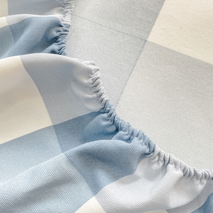 91家纺网 家纺一手货源 找家纺 优品惠 2026新款老粗布床笠凉席席子空调软席单品床垫保护套三件套 蓝大格