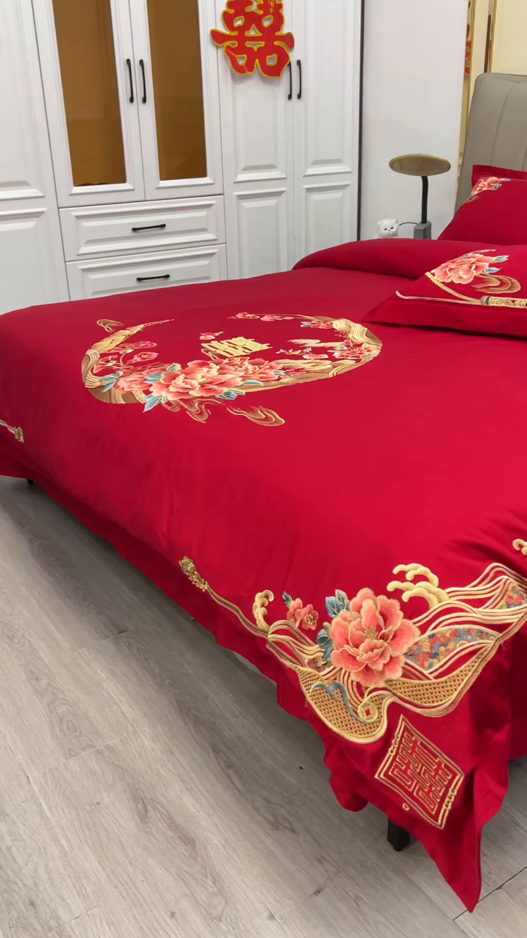 91家纺网 家纺一手货源 找家纺 甜咪咪婚庆 2026新款长绒棉全棉绣花结婚婚庆四件套多件套床单床盖款 花开富贵