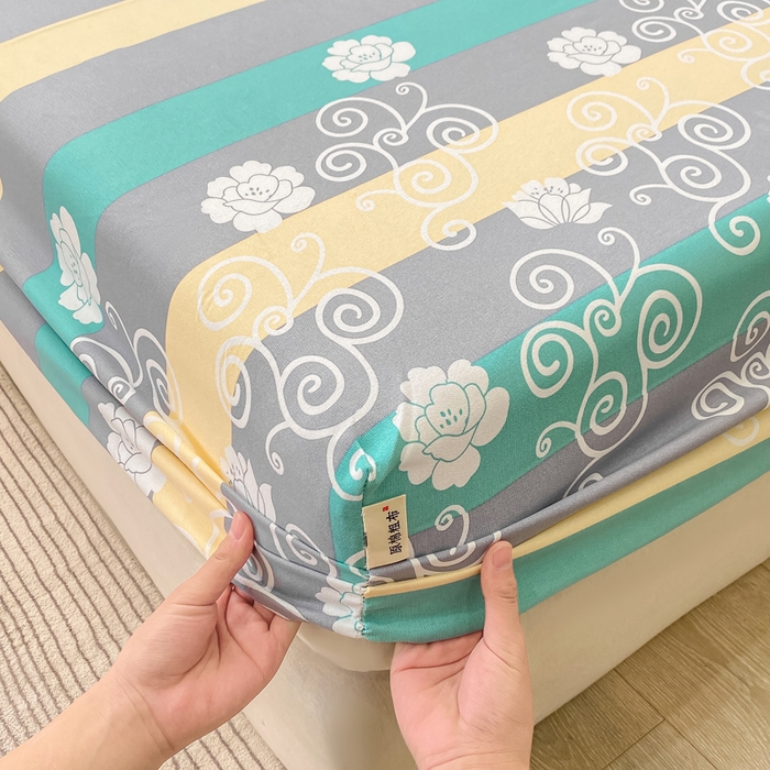 91家纺网 家纺一手货源 找家纺 优品惠 2026新款老粗布床笠凉席席子空调软席单品床垫保护套三件套 蓝灰卷花