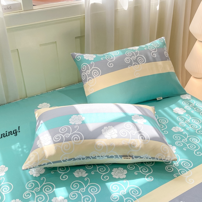 91家纺网 家纺一手货源 找家纺 优品惠 2026新款老粗布床笠凉席席子空调软席单品床垫保护套三件套 蓝灰卷花