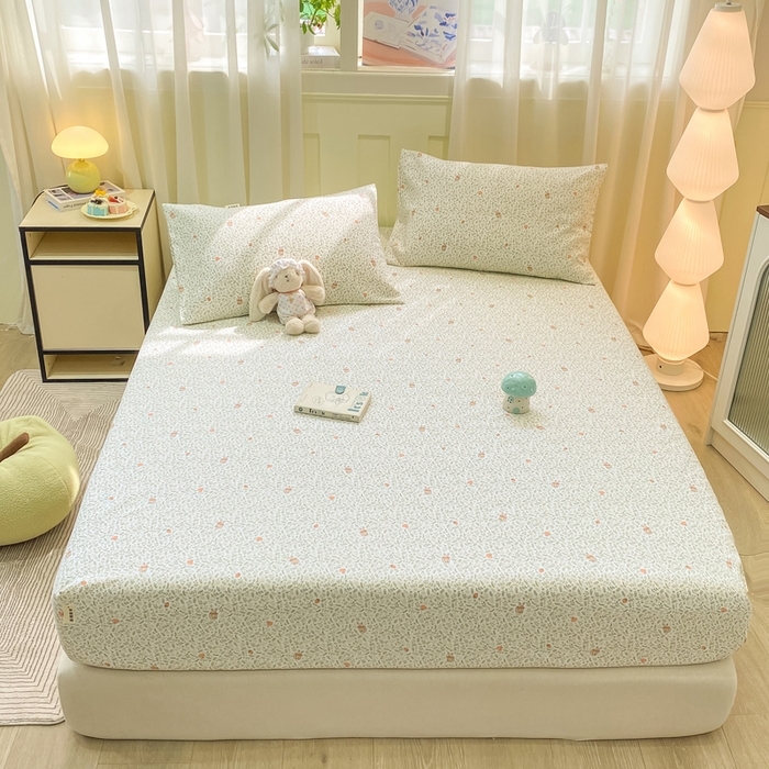 91家纺网 家纺一手货源 找家纺 优品惠 2026新款老粗布床笠凉席席子空调软席单品床垫保护套三件套 林间小兔