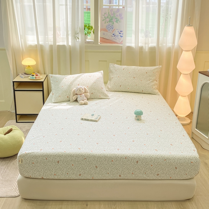 91家纺网 家纺一手货源 找家纺 优品惠 2026新款老粗布床笠凉席席子空调软席单品床垫保护套三件套 林间小兔