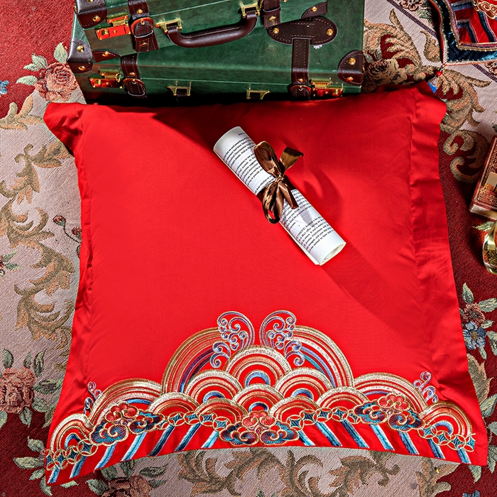 91家纺网 家纺一手货源 找家纺 甜咪咪婚庆 2026新款长绒棉全棉绣花结婚婚庆四件套多件套床单床盖款 九五挚恋