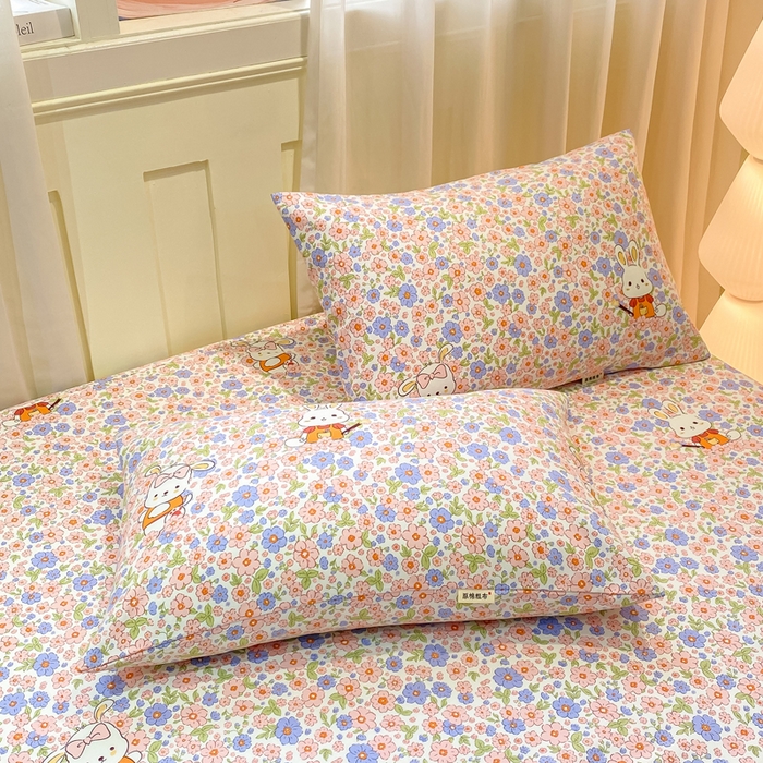 91家纺网 家纺一手货源 找家纺 优品惠 2026新款老粗布床笠凉席席子空调软席单品床垫保护套三件套 萌兔