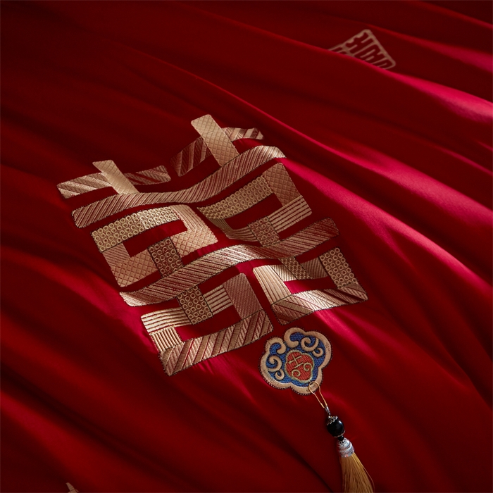 91家纺网 家纺一手货源 找家纺 甜咪咪婚庆 2026新款长绒棉全棉绣花结婚婚庆四件套多件套床单床盖款 乐多多