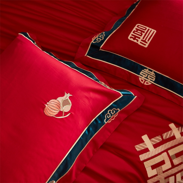 91家纺网 家纺一手货源 找家纺 甜咪咪婚庆 2026新款长绒棉全棉绣花结婚婚庆四件套多件套床单床盖款 乐多多