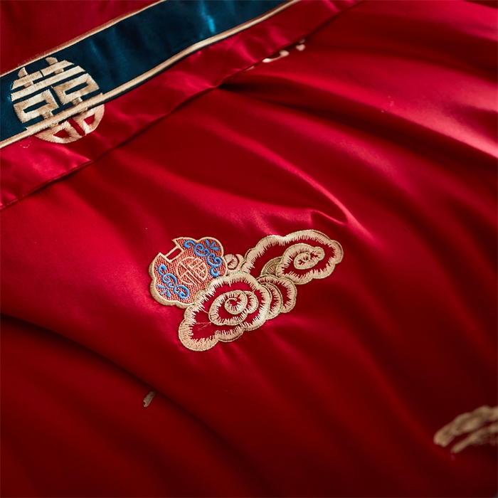 91家纺网 家纺一手货源 找家纺 甜咪咪婚庆 2026新款长绒棉全棉绣花结婚婚庆四件套多件套床单床盖款 乐多多