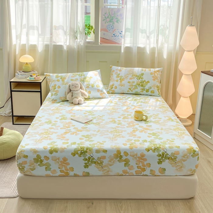 91家纺网 家纺一手货源 找家纺 优品惠 2026新款老粗布床笠凉席席子空调软席单品床垫保护套三件套 青枝漫语