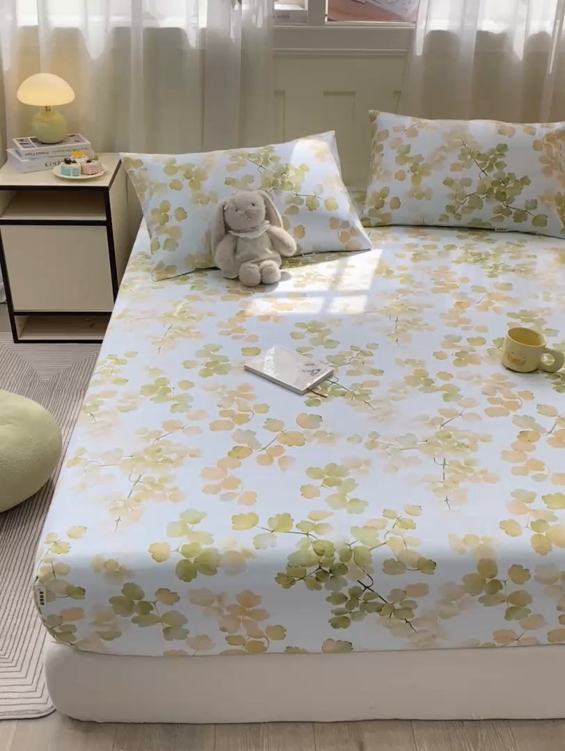 91家纺网 家纺一手货源 找家纺 优品惠 2026新款老粗布床笠凉席席子空调软席单品床垫保护套三件套 青枝漫语