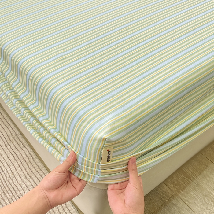 91家纺网 家纺一手货源 找家纺 优品惠 2026新款老粗布床笠凉席席子空调软席单品床垫保护套三件套 条纹