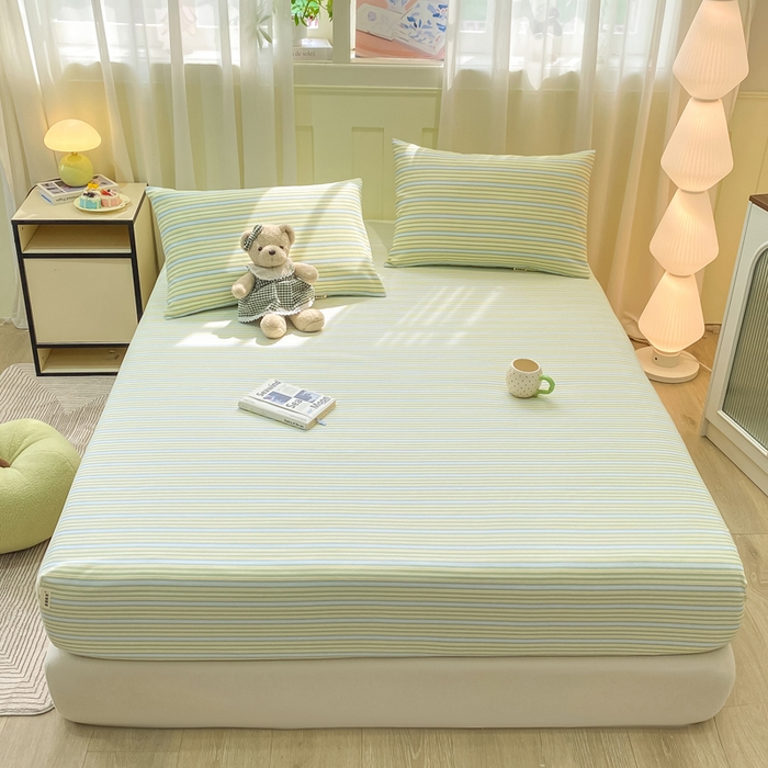 91家纺网 家纺一手货源 找家纺 优品惠 2026新款老粗布床笠凉席席子空调软席单品床垫保护套三件套 条纹