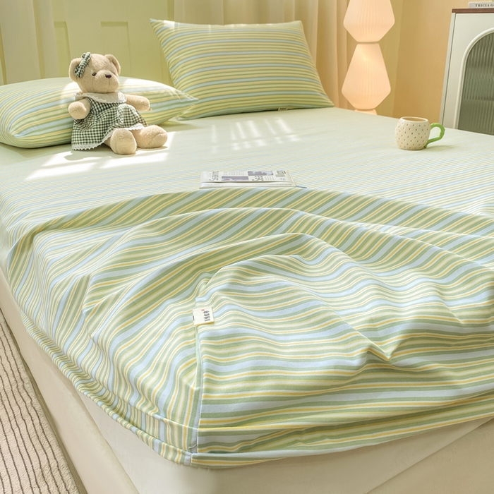 91家纺网 家纺一手货源 找家纺 优品惠 2026新款老粗布床笠凉席席子空调软席单品床垫保护套三件套 条纹