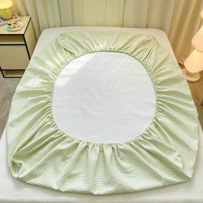 91家纺网 家纺一手货源 找家纺 优品惠 2026新款老粗布床笠凉席席子空调软席单品床垫保护套三件套 条纹