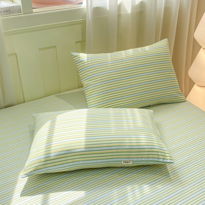 91家纺网 家纺一手货源 找家纺 优品惠 2026新款老粗布床笠凉席席子空调软席单品床垫保护套三件套 条纹