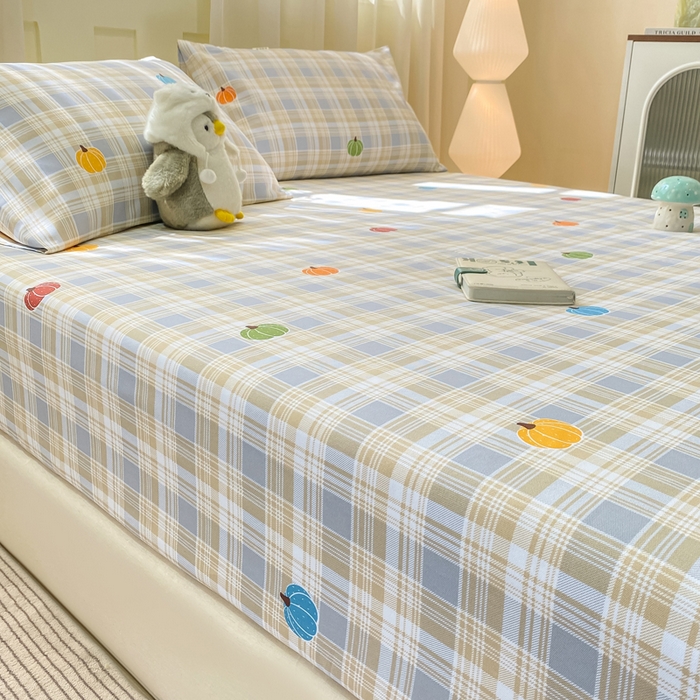 91家纺网 家纺一手货源 找家纺 优品惠 2026新款老粗布床笠凉席席子空调软席单品床垫保护套三件套 小南瓜